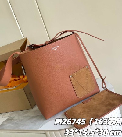 LOUIS VUITTON LV VERSO HOBO REVERSIBLE GRAINED/SUEDE LEATHER BROWN SIZE 30×33×15.5CM M26745 MASTER QUALITY 