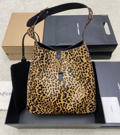 SAINT LAURENT YSL JAMIE HOBO BAG COW HAIR &AMP; LAMBSKIN WITH LEOPARD PRINT SIZE 30×31×13CM MASTER QUALITY